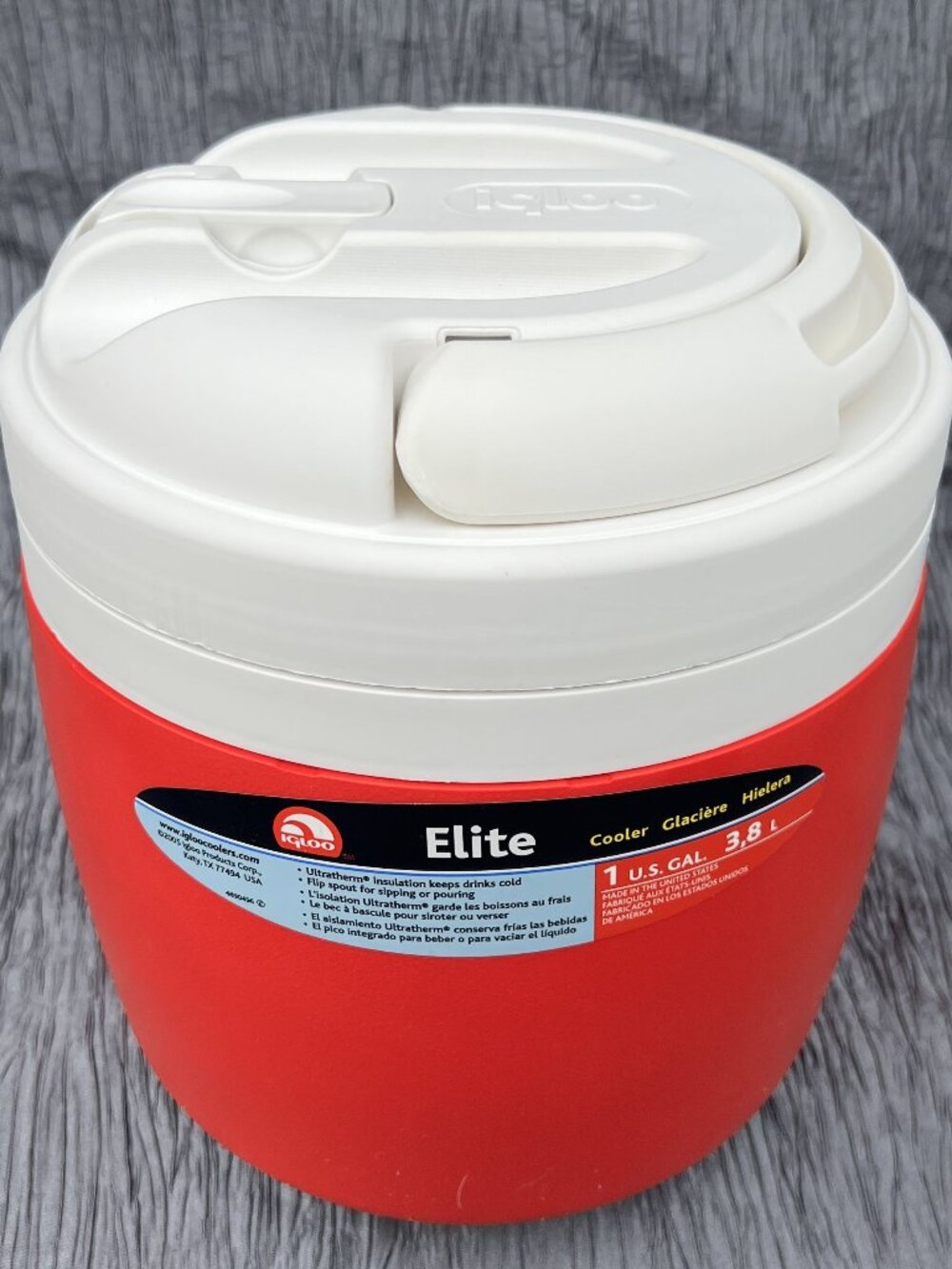 Vtg IGLOO Elite 1 gallon Water Cooler Dog K9 Training Drinking Red & White USA